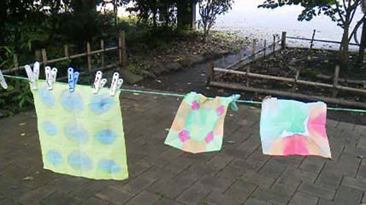 林試の森公園 和紙の折染め
