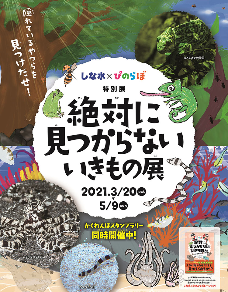 しながわ水族館×ぴのらぼ 特別展「絶対に見つからないいきもの展~隠れているやつらを見つけだせ!~」